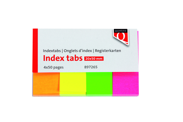 Indextabs Quantore 20x50mm neon 200 stuks Indextabs Quantore 20x50mm neon 200 stuks