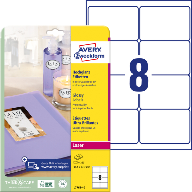 etiketten, glossy, laser, stickers, set