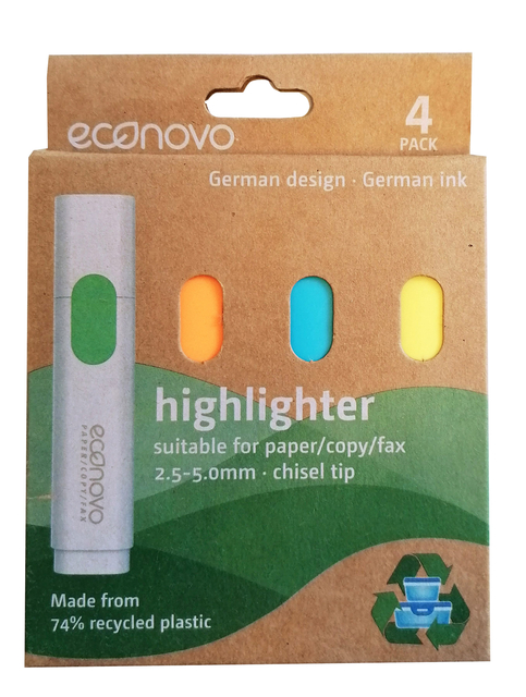 Markeerstift Econovo assorti blister à 4 stuks Markeerstift Econovo assorti blister à 4 stuks