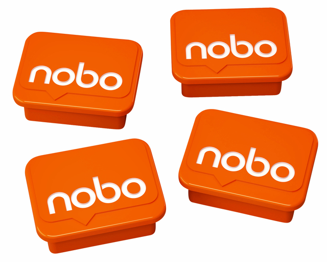 Magneet Nobo 22mm oranje 4 stuks Magneet Nobo 22mm oranje 4 stuks