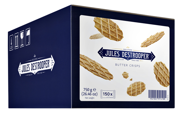 Koekjes Jules Destrooper natuurboterwafels doos 150 stuks Koekjes Jules Destrooper natuurboterwafels doos 150 stuks