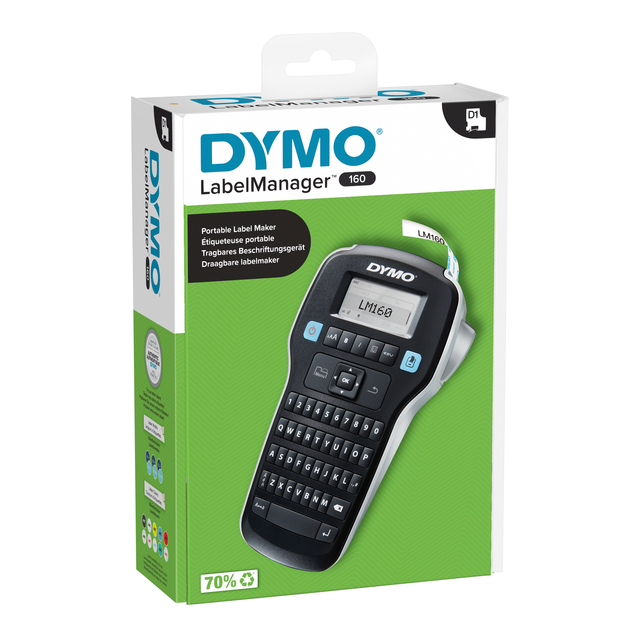Labelprinter Dymo LabelManager 160 draagbaar qwerty 12mm zwart Labelprinter Dymo LabelManager 160 draagbaar qwerty 12mm zwart