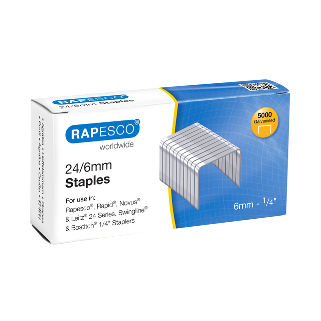 Nieten Rapesco 24 6mm 5000 stuks zilver