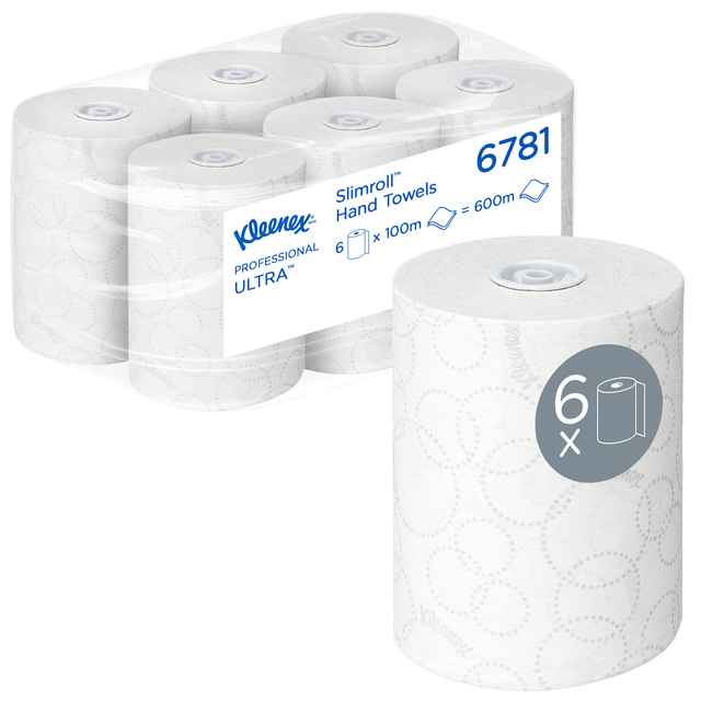 Handdoekrol Kleenex Ultra Slimroll 2-laags 100m wit 6781 Handdoekrol Kleenex Ultra Slimroll 2-laags 100m wit 6781