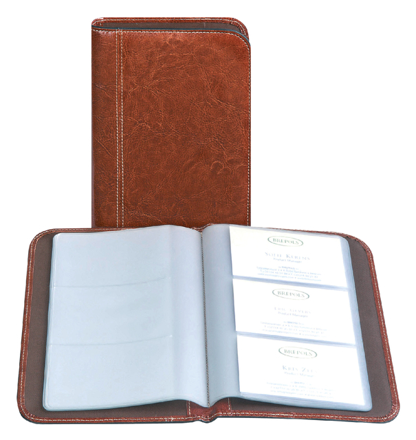 Visitekaartenmap Brepols Palermo voor 144stuks bruin Visitekaartenmap Brepols Palermo voor 144stuks bruin