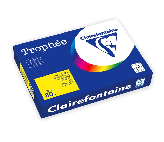 Kopieerpapier Trophée A4 80gr zonnegeel 500 vel Kopieerpapier Trophée A4 80gr zonnegeel 500 vel