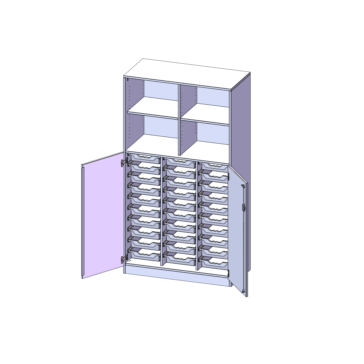ErgoTray combikast, drie rijen, 5 ordnerhoogtes - evo180 serie