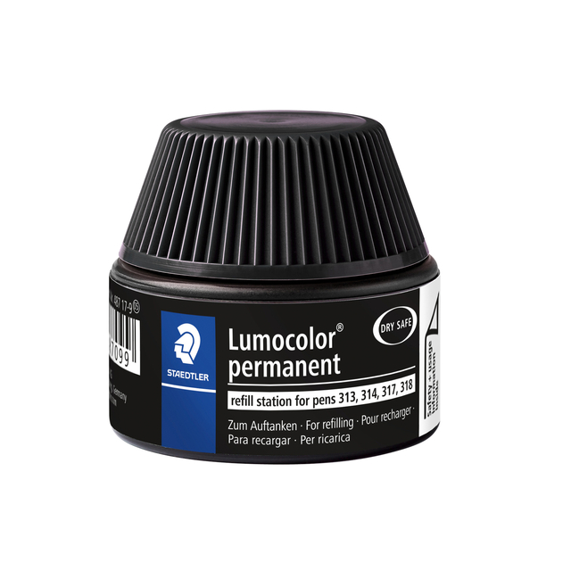 Viltstiftvulling Staedtler Lumocolor permanent 15ml zwart Viltstiftvulling Staedtler Lumocolor permanent 15ml zwart