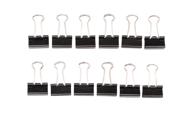 Papierklem MAUL foldback 215 19mm zwart 12 stuks