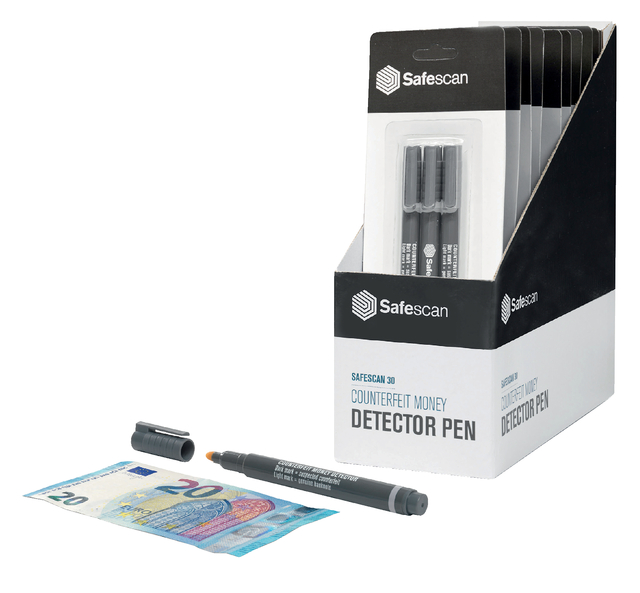 Valsgeld detectiepen Safescan 30 grijs blister à 3 stuks Valsgeld detectiepen Safescan 30 grijs blister à 3 stuks