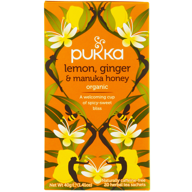 Thee Pukka lemon ginger & manuka honey 20 zakjes Thee Pukka lemon ginger & manuka honey 20 zakjes