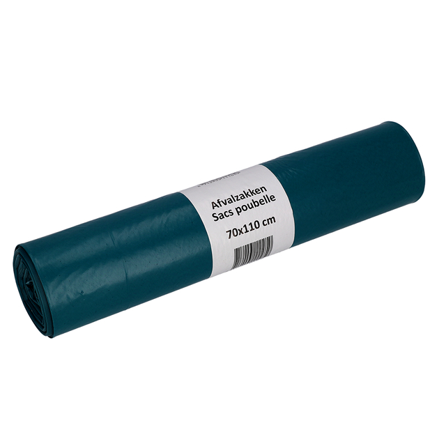 Afvalzak Cleaninq 70x110cm LDPE recycled T70 120L blauw rol à 20 stuks Afvalzak Cleaninq 70x110cm LDPE recycled T70 120L blauw rol à 20 stuks