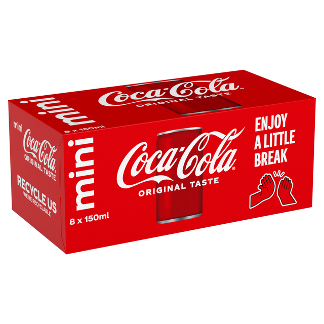 cola, coca-cola, mini pack, 8x150ml, rood doos