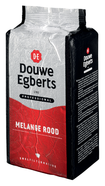 Koffie Douwe Egberts snelfiltermaling Melange Rood 1kg Koffie Douwe Egberts snelfiltermaling Melange Rood 1kg