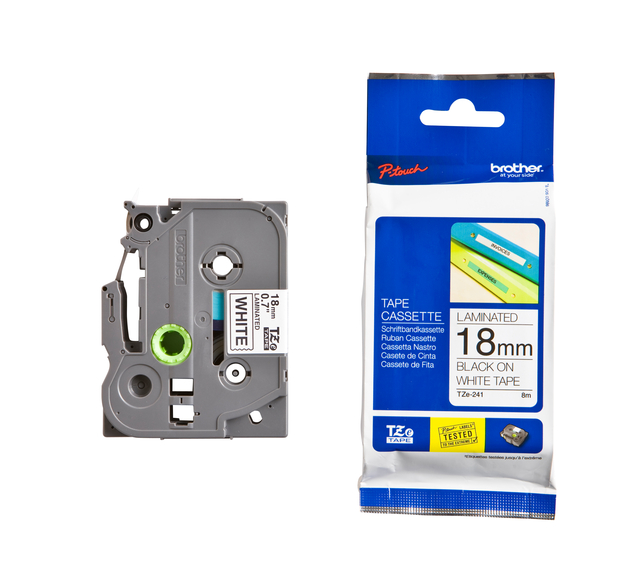 Labeltape Brother P-touch TZe-241 standaard 18mm zwart op wit