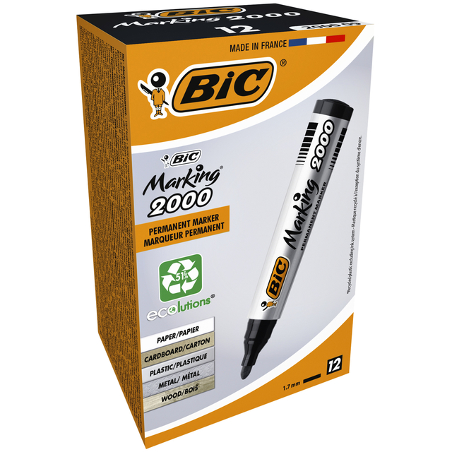 Viltstift Bic 2000 ecolutions rond large zwart Viltstift Bic 2000 ecolutions rond large zwart