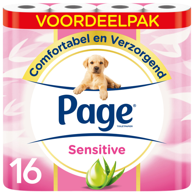 Toiletpapier Page Sensitive Aloë Vera 3-laags wit 140vel Toiletpapier Page Sensitive Aloë Vera 3-laags wit 140vel