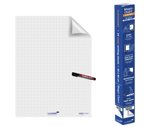 Magic-Chart Legamaster flipchart 600x800mm wit met ruit 25 vel Magic-Chart Legamaster flipchart 600x800mm wit met ruit 25 vel