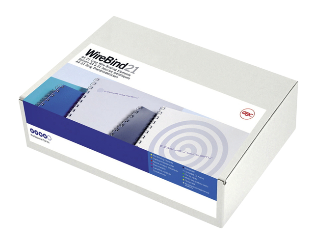 Draadrug GBC 8mm US/21rings A4 zilver 100 stuks Draadrug GBC 8mm US/21rings A4 zilver 100 stuks