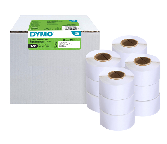 Etiket Dymo LabelWriter adressering 28x89mm 12 rollen á 130 stuks wit Etiket Dymo LabelWriter adressering 28x89mm 12 rollen á 130 stuks wit