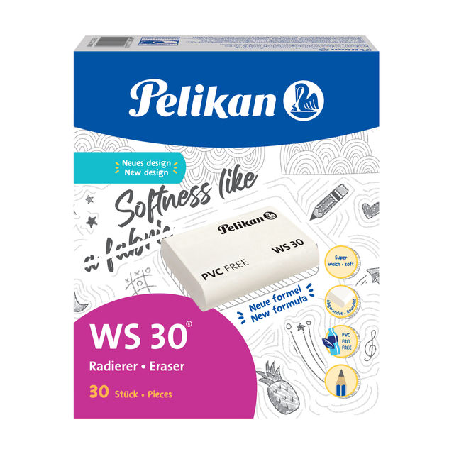 Gum Pelikan WS30 37x30x9mm potlood zacht  wit