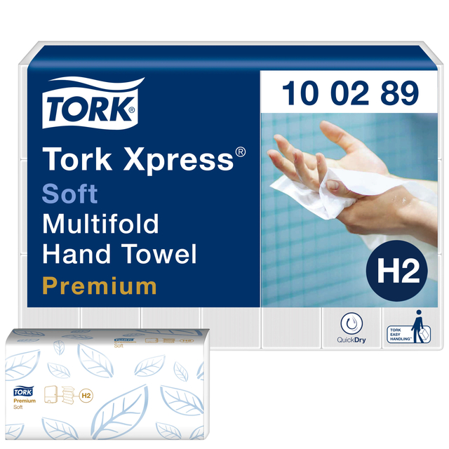Handdoek Tork H2 Xpress Premium multifold 2-laags 212x255mm 21x150 vel wit 100289 Handdoek Tork H2 Xpress Premium multifold 2-laags 212x255mm 21x150 vel wit 100289