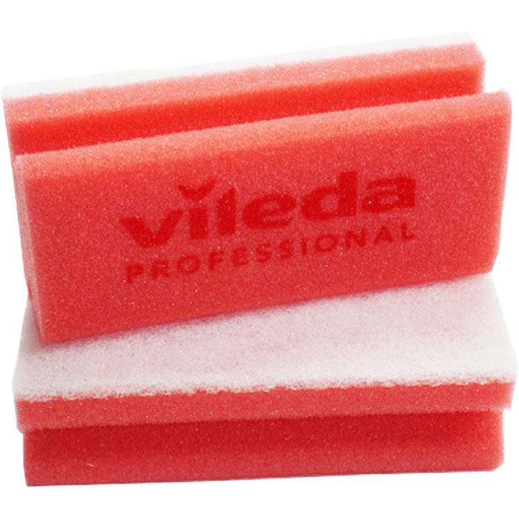 Vileda Glitzi Schuurspons 15x7cm Rood-Wit pak 10 stuks Vileda Glitzi Schuurspons 15x7cm Rood-Wit pak 10 stuks