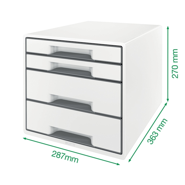 Ladenblok Leitz WOW CUBE A4 maxi 4 laden wit/grijs