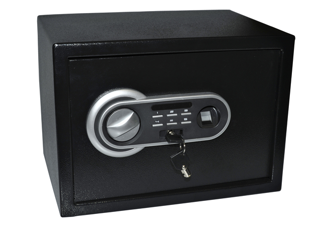 Kluis Pavo fingerprint elektronisch 350x250x250mm zwart Kluis Pavo fingerprint elektronisch 350x250x250mm zwart