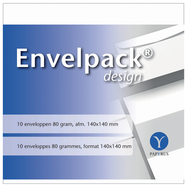 Envelop Papyrus Envelpack Design vierkant 140x140mm wit 894416 10 stuks Envelop Papyrus Envelpack Design vierkant 140x140mm wit 894416 10 stuks