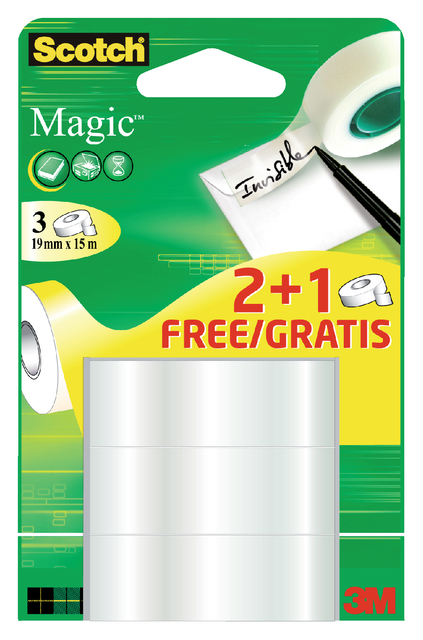 Plakband Scotch Magic 19mmx15m 2+1 gratis onzichtbaar 3 rollen Plakband Scotch Magic 19mmx15m 2+1 gratis onzichtbaar 3 rollen