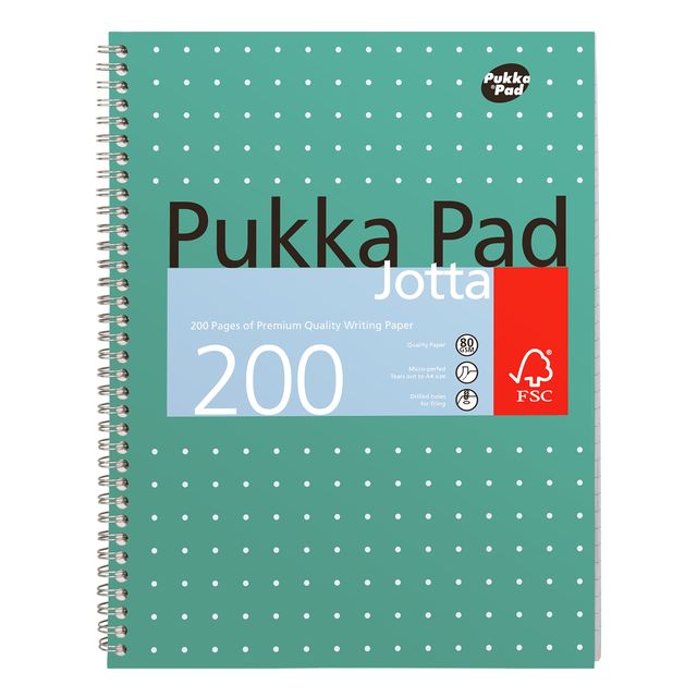 Collegeblok Pukka Pad Jotta A4 lijn 4-gaats 200 pagina's 80gr groen Collegeblok Pukka Pad Jotta A4 lijn 4-gaats 200 pagina's 80gr groen