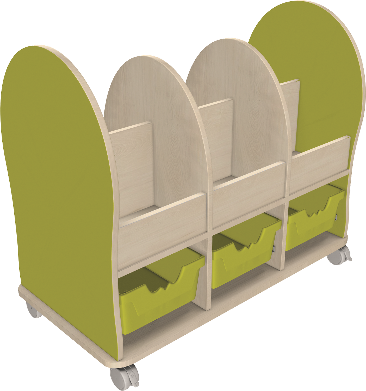 Bookworm Midi met 6 open vakken en 3 ergo trayboxen C2