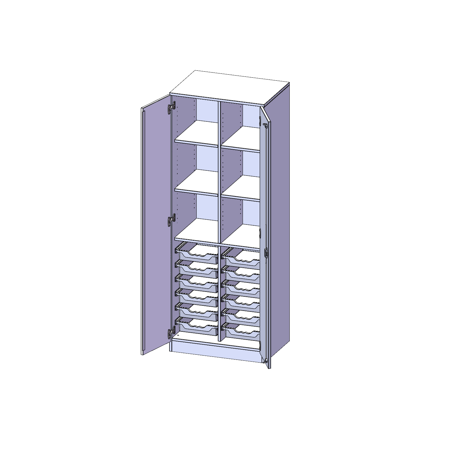 ErgoTray kast, twee rijen, 5 ordnerhoogtes - evo180 serie
