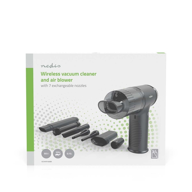 Handstofzuiger / luchtblazer Nedis 90W oplaadbaar zwart