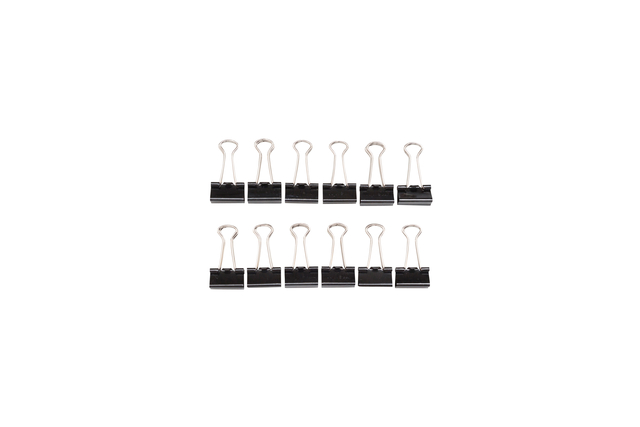 Papierklem MAUL foldback 215 19mm zwart 12 stuks
