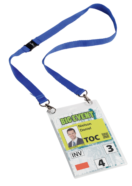 Badge Durable voor evenementen A6 met koord blauw 10 stuks Badge Durable voor evenementen A6 met koord blauw 10 stuks