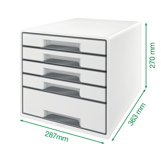 Ladenblok Leitz WoW 5 laden wit/paars