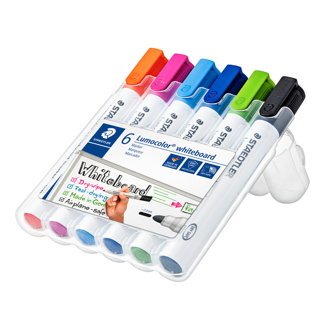 Whiteboardmarker Staedtler Lumocolor 351 set à 6 stuks fun assorti