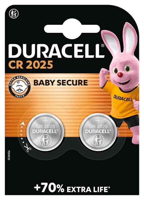 Batterij Duracell knoopcel 2xCR2025 lithium Ø20mm 3V-170mAh Batterij Duracell knoopcel 2xCR2025 lithium Ø20mm 3V-170mAh