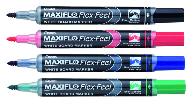 Whiteboardmarker Pentel MWL5SBF Maxiflo rond 1.5-4.5mm groen