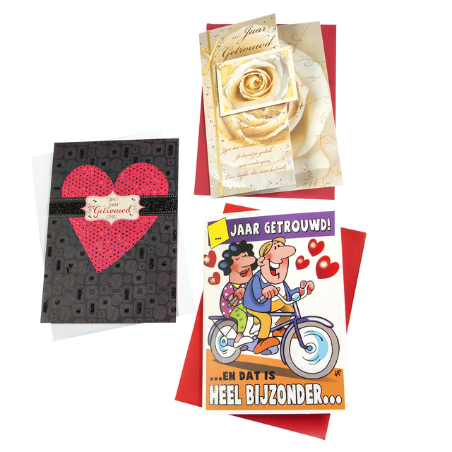 Wenskaart Paperclip navulset getrouwd 6 kaarten Wenskaart Paperclip navulset getrouwd 6 kaarten