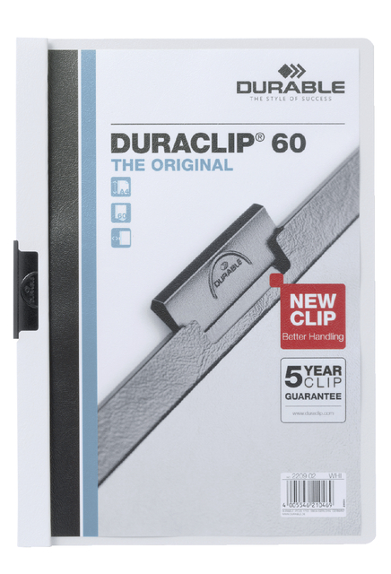 Klemmap Durable Duraclip A4 6mm 60 vellen wit Klemmap Durable Duraclip A4 6mm 60 vellen wit