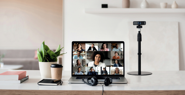 webcam, webcamstatief, zwart, videobellen