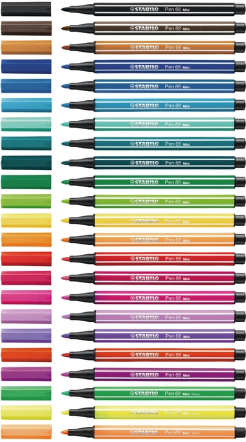 Viltstift STABILO Pen 68 Animal Vibes mini medium assorti 8 stuks