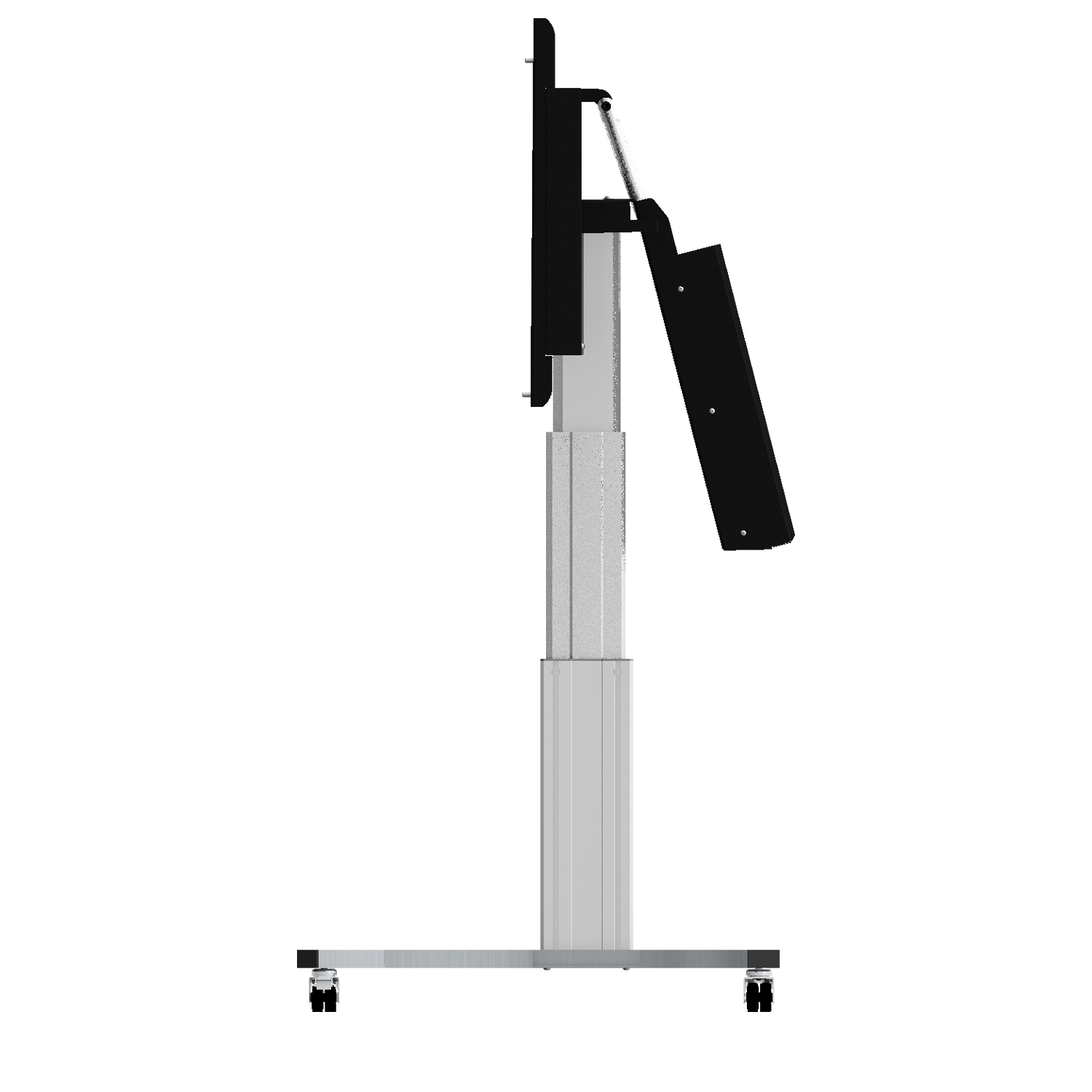 Elektrisch in hoogte verstelbare en kantelbare tv-trolley, verrijdbare monitorstandaard, 70 cm slag Elektrisch in hoogte verstelbare en kantelbare tv-trolley, verrijdbare monitorstandaard, 70 cm slag