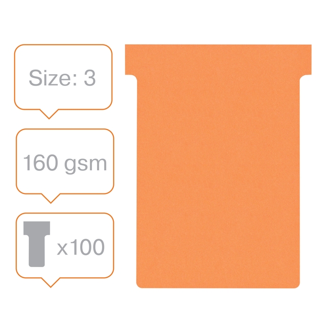 T-kaart Nobo nr.3 80mm oranje 100 stuks