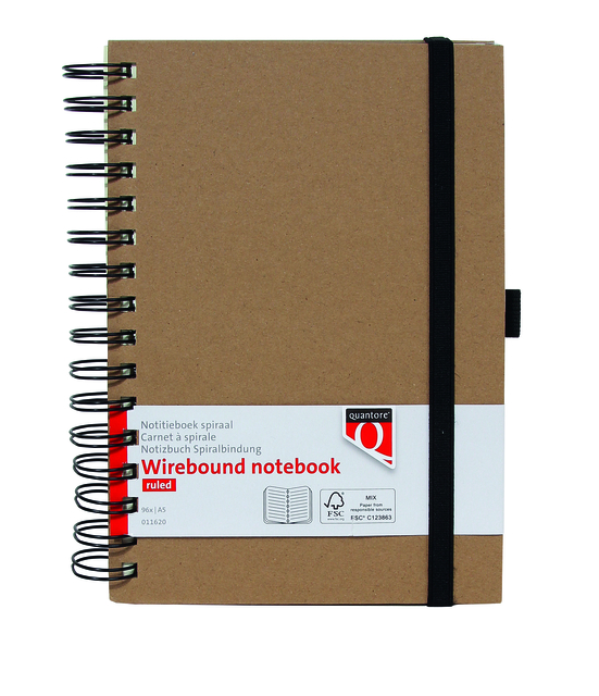 Notitieboek Quantore A5 spiraal lijn 192blz 80gr kraft Notitieboek Quantore A5 spiraal lijn 192blz 80gr kraft