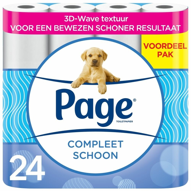 Toiletpapier Page Compleet Schoon 2-laags 140vel 24 rol wit Toiletpapier Page Compleet Schoon 2-laags 140vel 24 rol wit