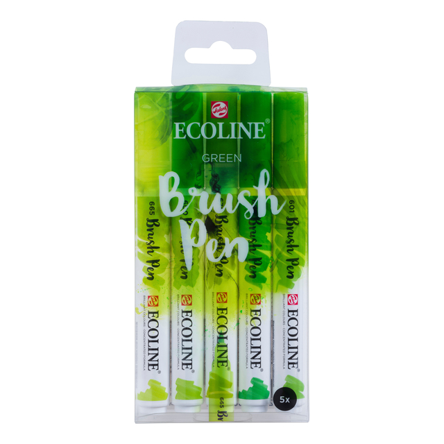 Brushpen Talens Ecoline set à 5 stuks groen